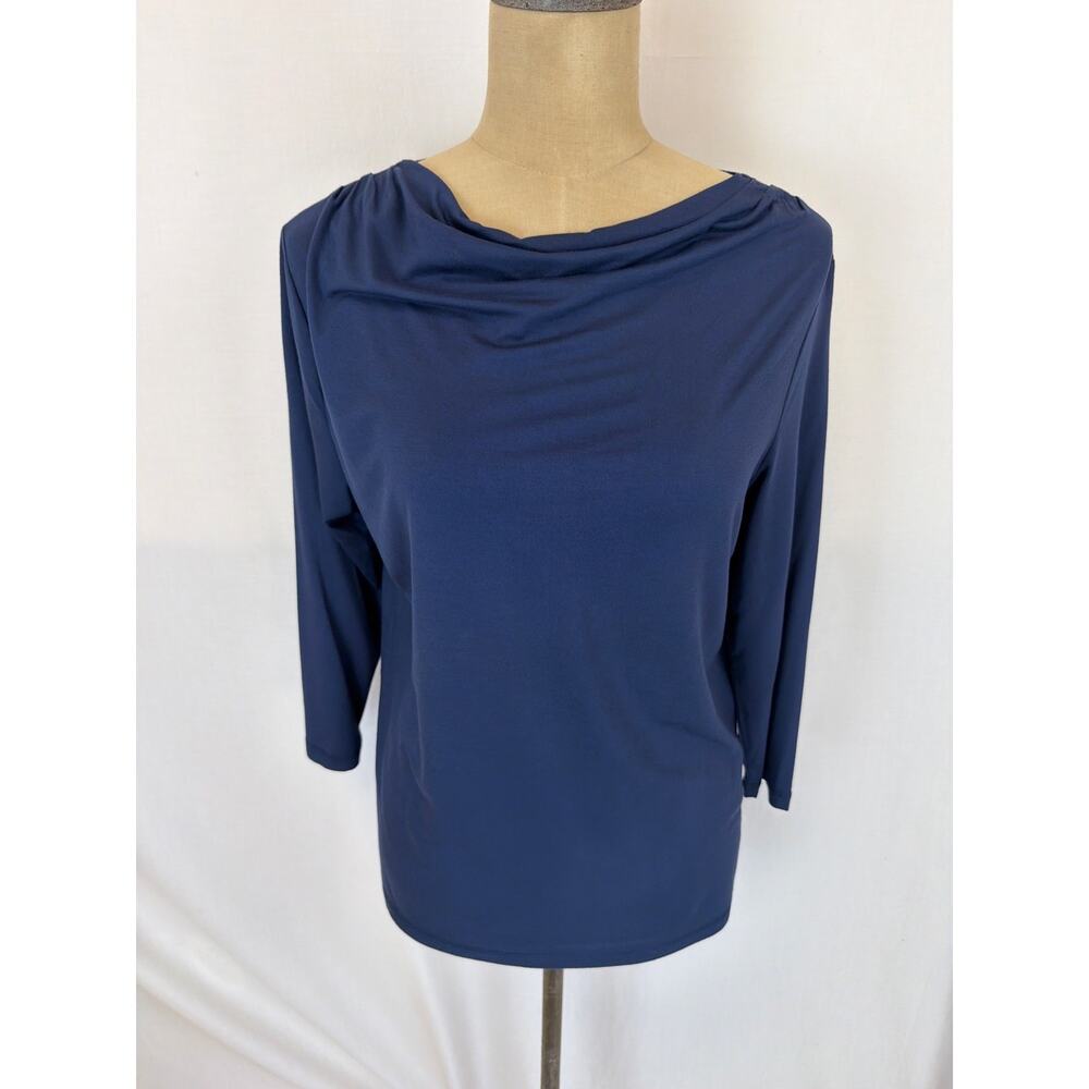 NWT Soya Concept Blue Funnel Neck 3/4 Sleeve Top #0440 Size XL